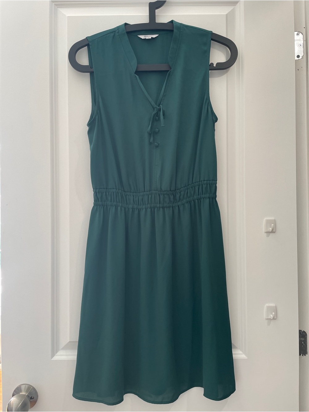 Reitmans Teal Sleeveless Tie-Neck Mini Dress